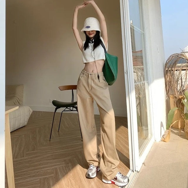 ILARES Women's Pants Korean Fashion Baggy Jeans Woman Female Clothing Vintage Clothes Streetwear Denim Trousers Y2k High Waist