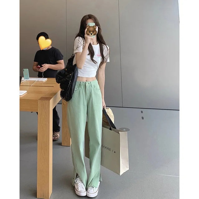 ILARES Women's Pants Korean Fashion Baggy Jeans Woman Female Clothing Vintage Clothes Streetwear Denim Trousers Y2k High Waist