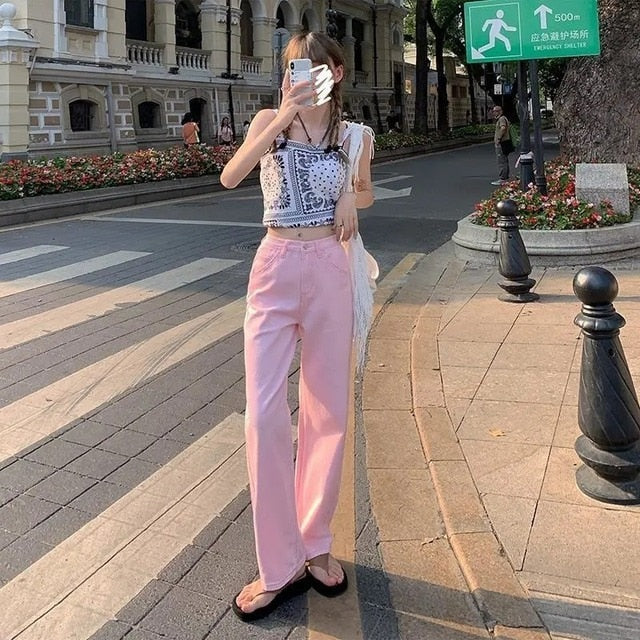 ILARES Women's Pants Korean Fashion Baggy Jeans Woman Female Clothing Vintage Clothes Streetwear Denim Trousers Y2k High Waist