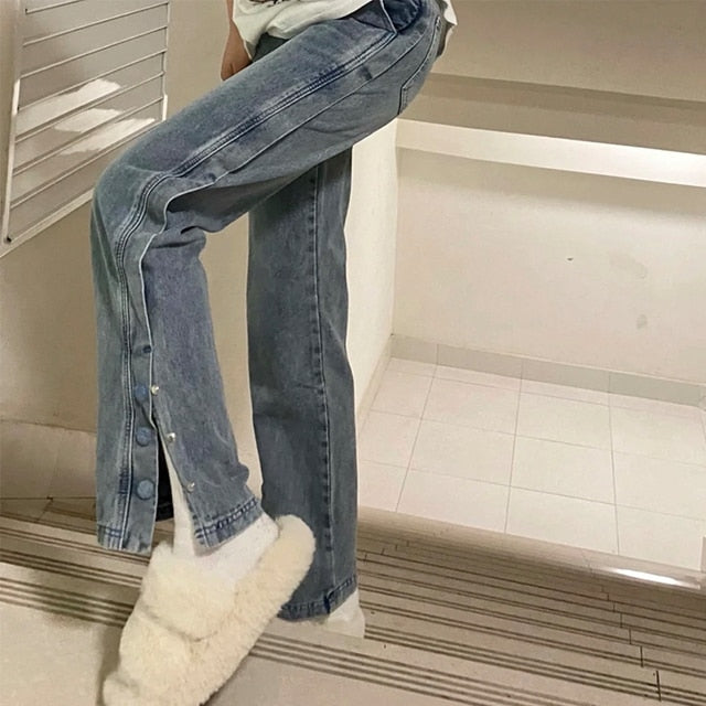 ILARES Women's Pants Korean Fashion Baggy Jeans Woman Female Clothing Vintage Clothes Streetwear Denim Trousers Y2k High Waist