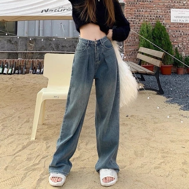 ILARES Women's Pants Korean Fashion Baggy Jeans Woman Female Clothing Vintage Clothes Streetwear Denim Trousers Y2k High Waist