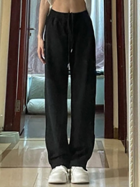 NORMOV Winter Casual Pants Women Drawstring Fleece Warm Loose Sweatpants Solid Color High Waist Cotton Pant Lamb Wool