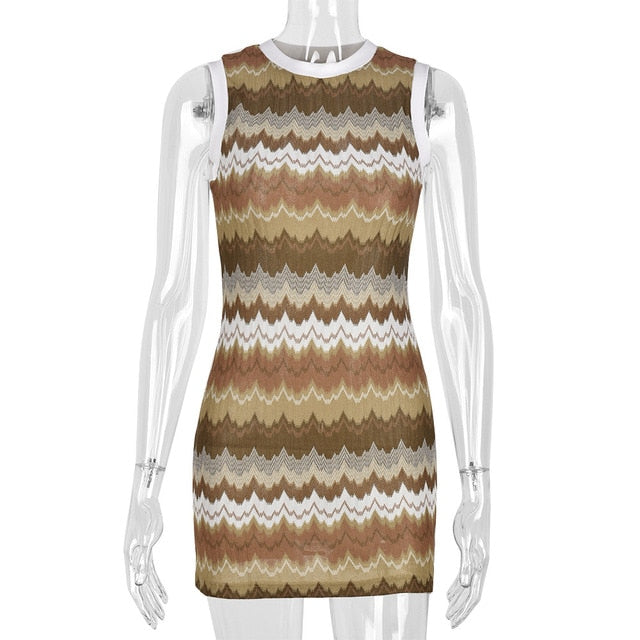 YIKUO Printed Dresss Women Sexy Sleeveless Hip Skirts Summer Panelled Casual Streetwear Elegant Bodycon Dress Y2K Office Lady