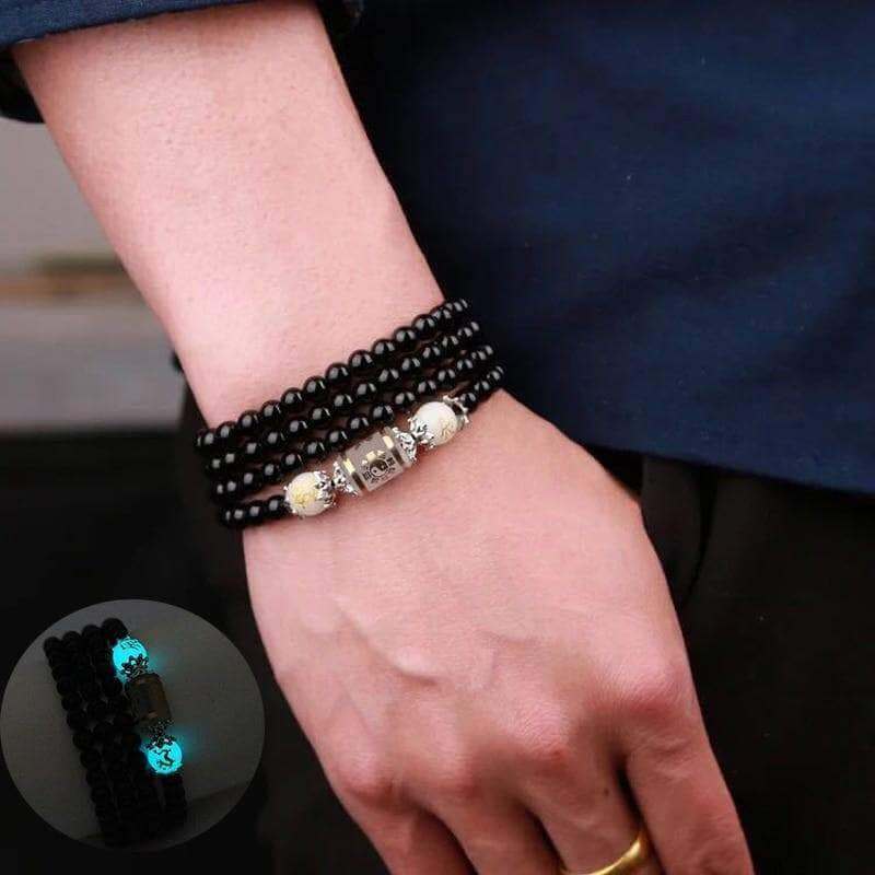 BOEYCJR 6mm Dragon Black Buddha Mala Beads Bangles&Bracelets Handmade Jewelry Ethnic Glow in the Dark Bracelet for Women or Men