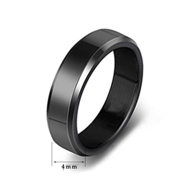 2020 6mm Titanium Steel Black Finger Rings Set For Man Silvery Plated Ring For Women Golden-color Jewelry Female Wedding Ring
