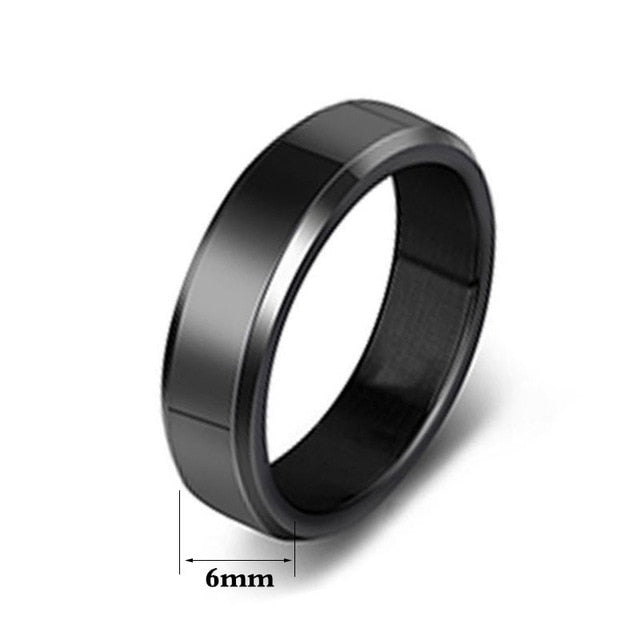 2020 6mm Titanium Steel Black Finger Rings Set For Man Silvery Plated Ring For Women Golden-color Jewelry Female Wedding Ring