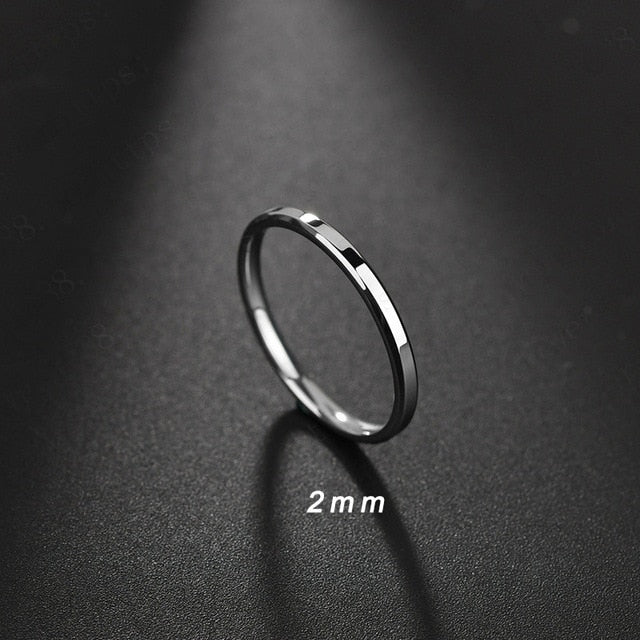 2020 6mm Titanium Steel Black Finger Rings Set For Man Silvery Plated Ring For Women Golden-color Jewelry Female Wedding Ring