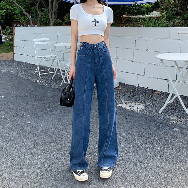ILARES Women&#39;s Pants Korean Fashion Baggy Jeans Woman Female Clothing Vintage Clothes Streetwear Denim Trousers Y2k High Waist