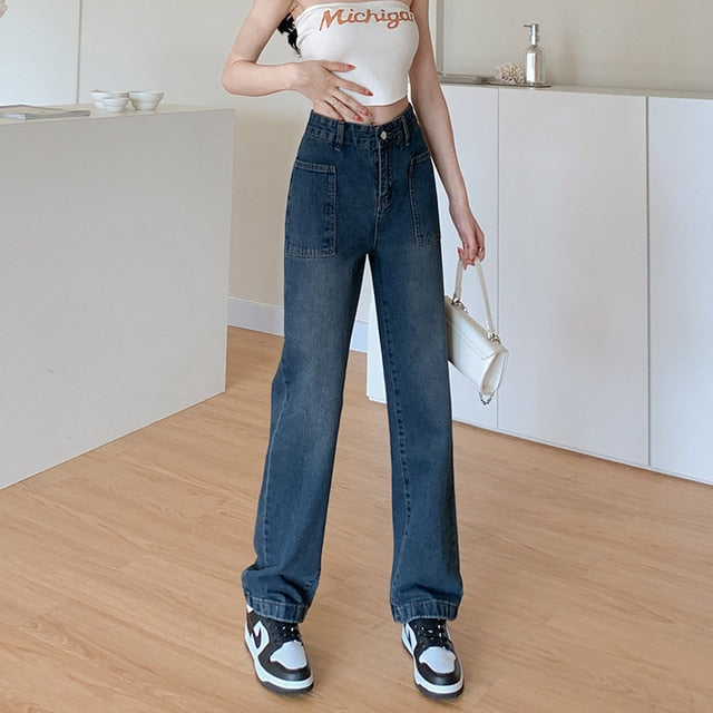 ILARES Women&#39;s Pants Korean Fashion Baggy Jeans Woman Female Clothing Vintage Clothes Streetwear Denim Trousers Y2k High Waist