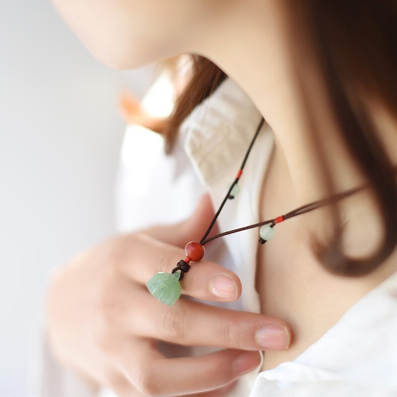 Fashion vintage necklace women Aventurine jewelry,New ethnic necklace snow wood sweater necklace